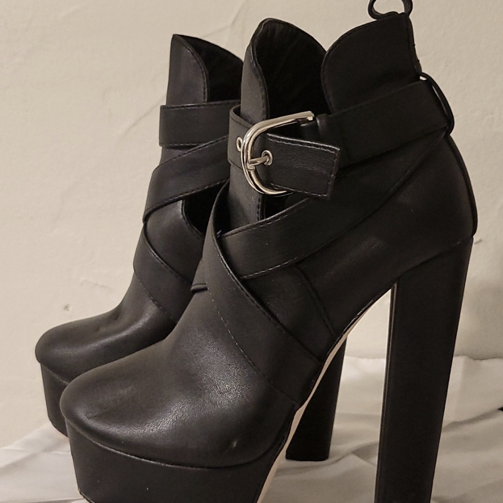 Black, high heel boots, size 8